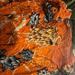 Vibrant Orange Floral Dress